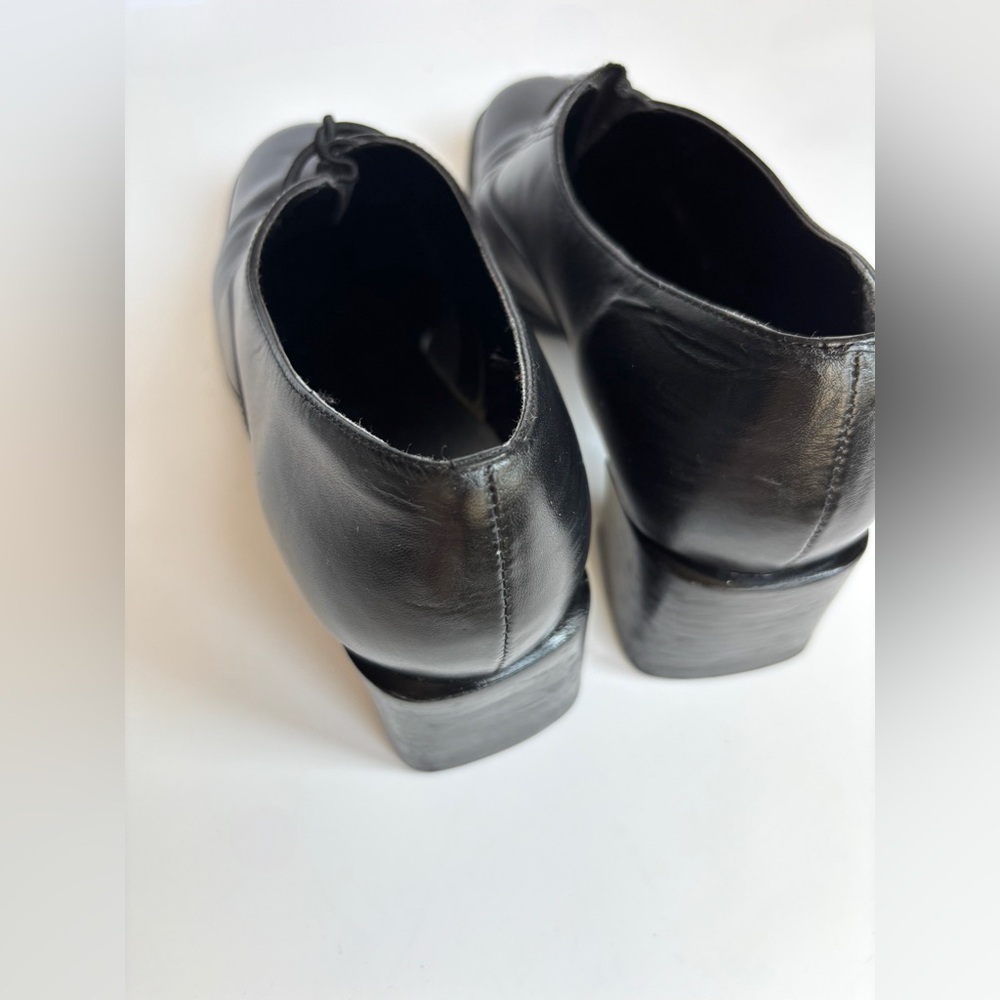 Vintage 90s Brazilian Made Black Leather Chunky Heel Platform Loafer Mary Jane - Picture 7 of 8